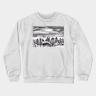 First Snow - Black And White Crewneck Sweatshirt